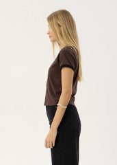 AFENDS Womens Carmen - Baby Ringer Tee - Coffee / Black