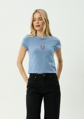 AFENDS Womens Romantics - Baby Tee - Slate Blue