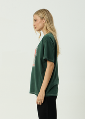 AFENDS Womens Have A Good Day - Oversized Tee - Pine