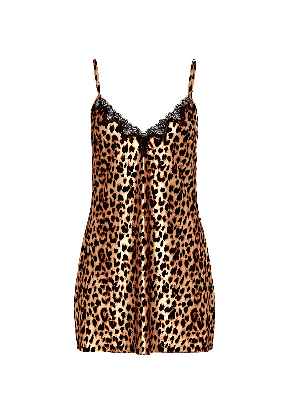 Satin Rose Lace-Trim Mini Slip Dress