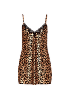 Satin Rose Lace-Trim Mini Slip Dress