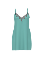 Satin Rose Lace-Trim Mini Slip Dress