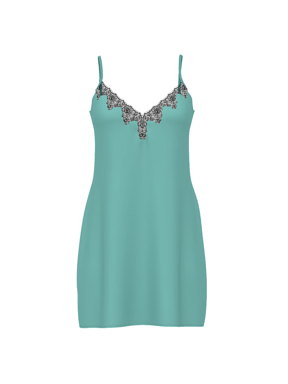 Satin Rose Lace-Trim Mini Slip Dress