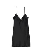 Satin Rose Lace-Trim Mini Slip Dress