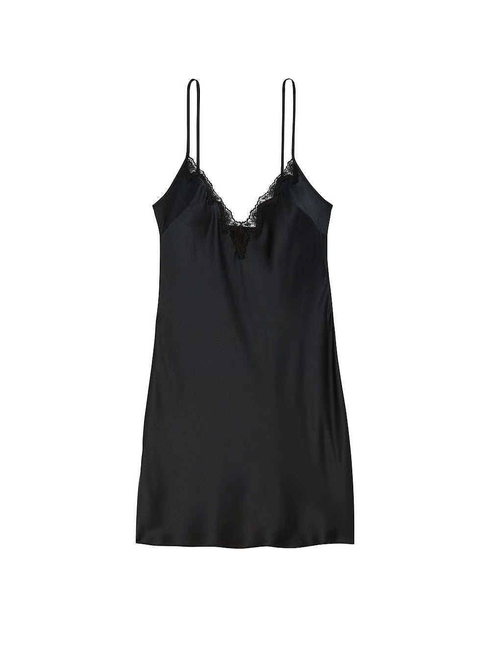Satin Rose Lace-Trim Mini Slip Dress