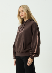 AFENDS Womens Reality Check - Boxy Pull On Hood - Coffee