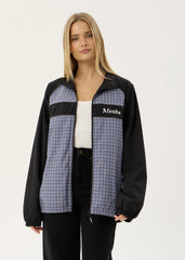 AFENDS Mens Spicy - Sports Spray Jacket - Slate Blue Check