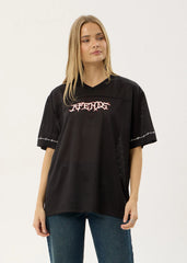 AFENDS Mens Nationals - Mesh Jersey Boxy Tee - Black