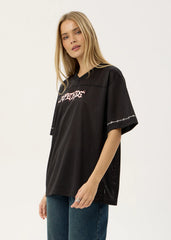 AFENDS Mens Nationals - Mesh Jersey Boxy Tee - Black