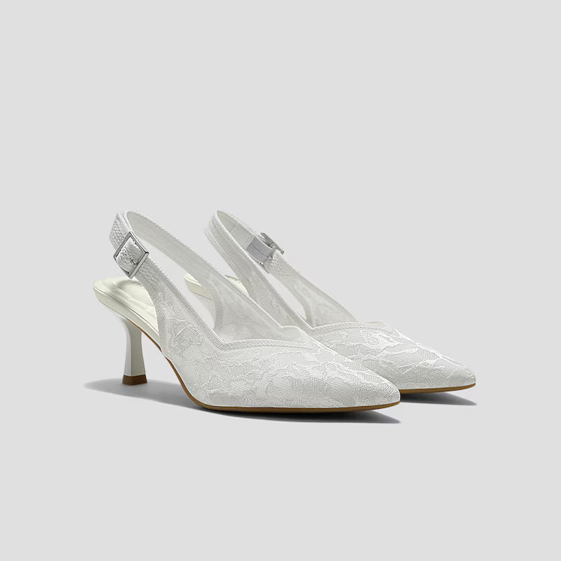 Pointed-Toe Lace Reborn™ Slingback Heels (Addison)