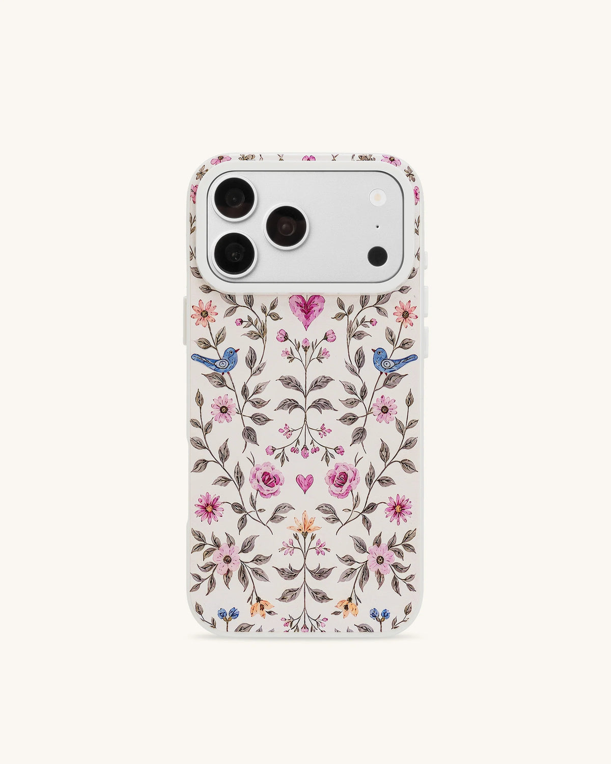 Vintage Romance Floral Bird Phone Case - White