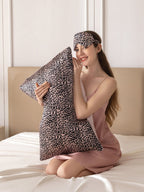 Leopard Soft Silk Pillowcase & Eye Mask Set