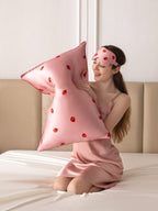 Strawberry Soft Silk Pillowcase & Eye Mask Set