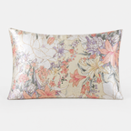 Floral Silk Pillowcase with Blossom Pattern & Hidden Zipper