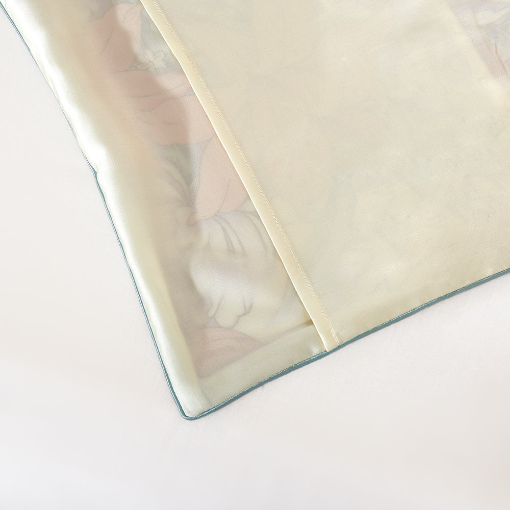 Floral Silk Pillowcase with Blossom Pattern & Hidden Zipper