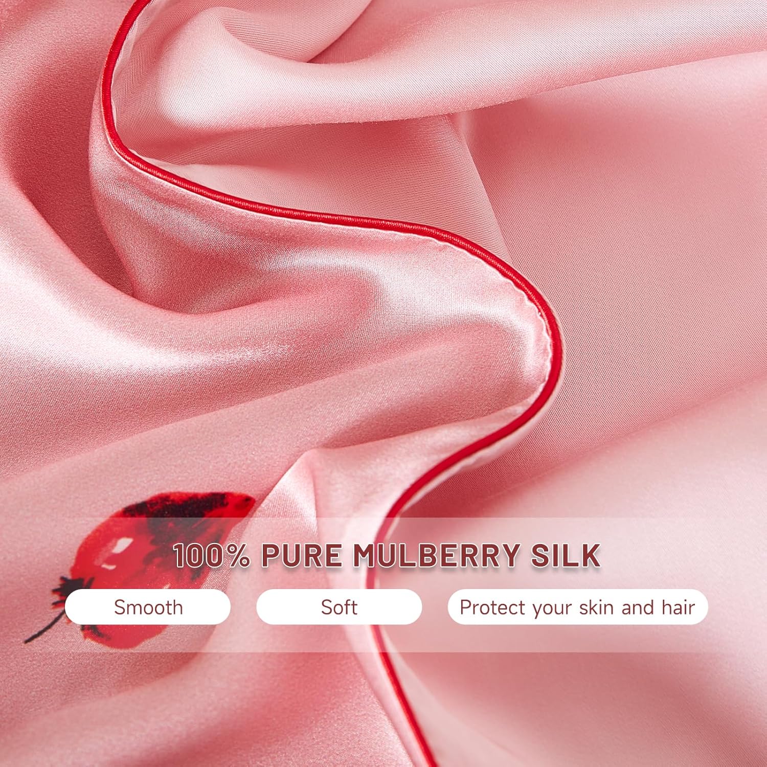 Strawberry Soft Silk Pillowcase & Eye Mask Set
