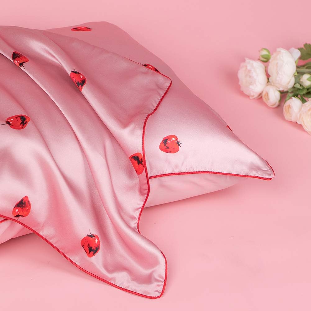 Strawberry Soft Silk Pillowcase & Eye Mask Set