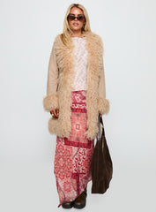 Josefina Faux Fur Detail Jacket Beige