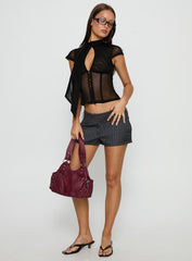 Anistasia Mesh Keyhole Corset Top Black