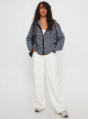 Brienna Zip Jacket Burgundy / Blue Stripe