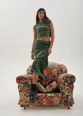 AFENDS Womens Darcy - Seersucker Top - Lonnie Hunter Green