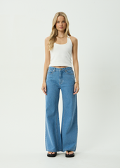 AFENDS Womens Gigi - Denim Flared Leg Jean - Worn Blue