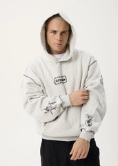 AFENDS Mens Spiritual - Distressed Boxy Hood - Grey Marle