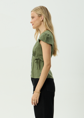 AFENDS Womens Loula - Wrap Top - Deep Olive