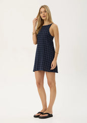 AFENDS Womens Sammy - Seersucker Mini Dress - Thea Midnight Check