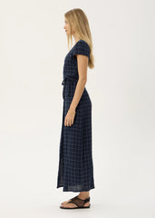 AFENDS Womens Felicity - Seersucker Maxi Dress - Thea Midnight Check