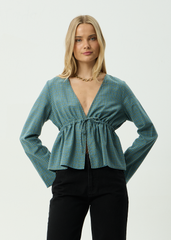 AFENDS Womens Voyager - Tie Top - Deep Olive Voyager
