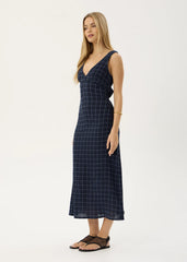 AFENDS Womens Tully - Seersucker Maxi Dress - Thea Midnight Check