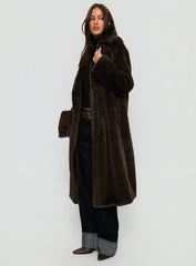 Alvie Longline Faux Fur Coat Brown