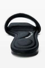 Black Satin & Crystal Hotfix Vy Sandals