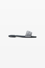 Black Satin & Crystal Hotfix Vy Sandals