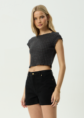 AFENDS Womens Darcy - Seersucker Top - Black Check