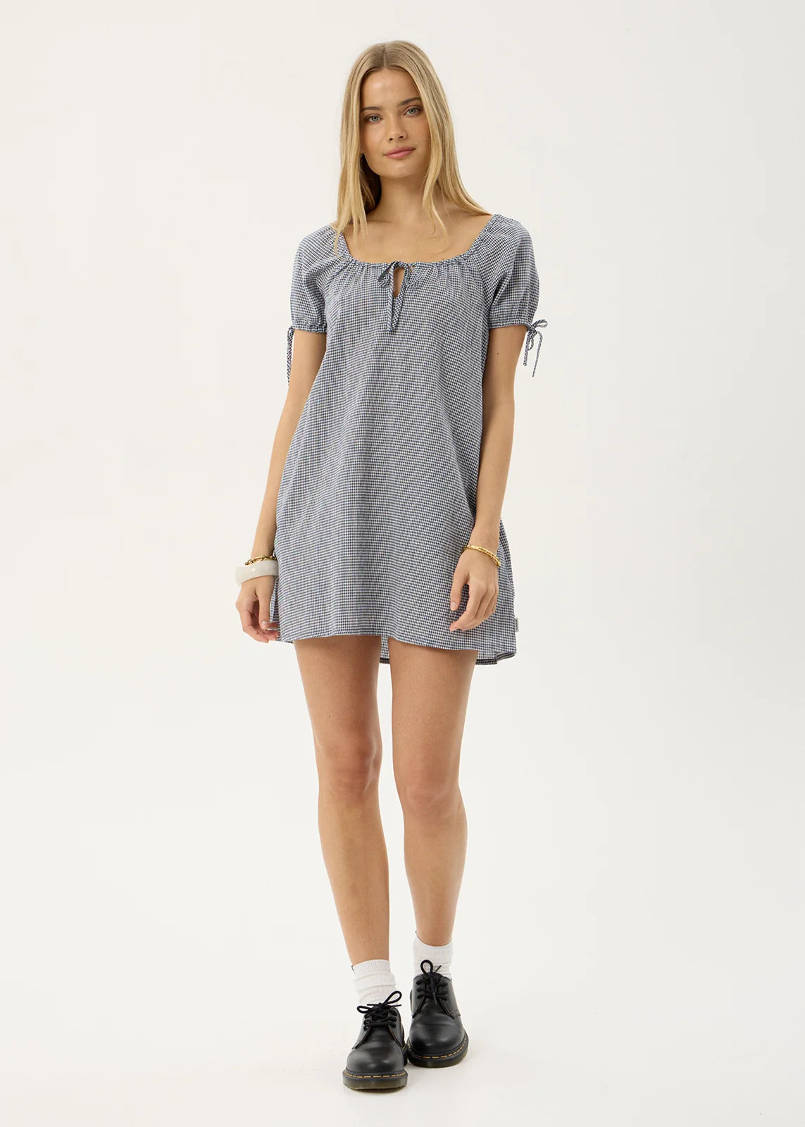 AFENDS Womens Lenni - Mini Dress - Indy Navy Check