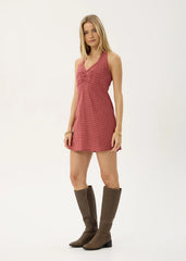AFENDS Womens Montana - Halter Mini Dress - Indy Rose Check