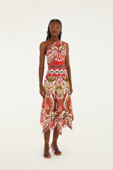 Red Odara Scallops One-Shoulder Top