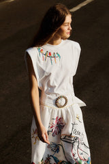 Off-White Birds On Branch Embroidered  T-Shirt