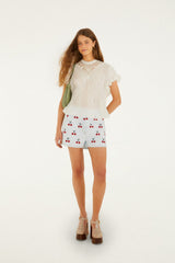 Off-White  Blouse With Appliqués