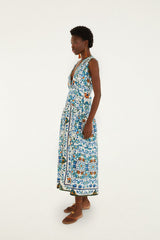 Off-White Flora Tile Scallop Maxi Dress
