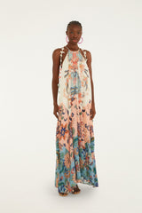 Multicolor Boho Floral DelhiPleated Maxi Dress