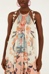 Multicolor Boho Floral DelhiPleated Maxi Dress