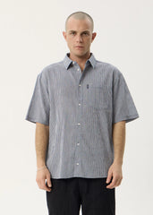 AFENDS Mens Independent - Short Sleeve Shirt - Navy Check