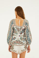 Off-White Fruit Beauty Scarf  Long Sleeve Blouse