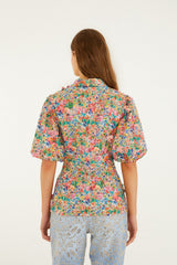 Off-White Peasant Floral Butterflies  Blouse