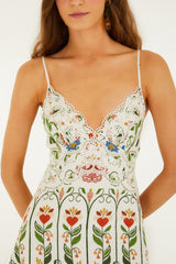 Off-White Stitched Garden Midi Dress