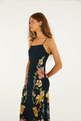 Dark Blue Maira Floral Maxi Dress