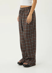 AFENDS Womens Reverie - Seersucker Pant - Coffee Check